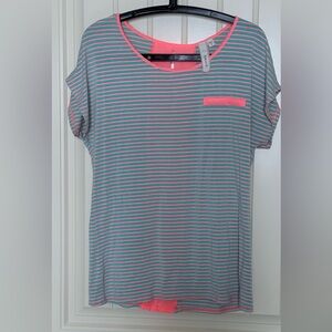 Robin K Pink and Teal Striped Top